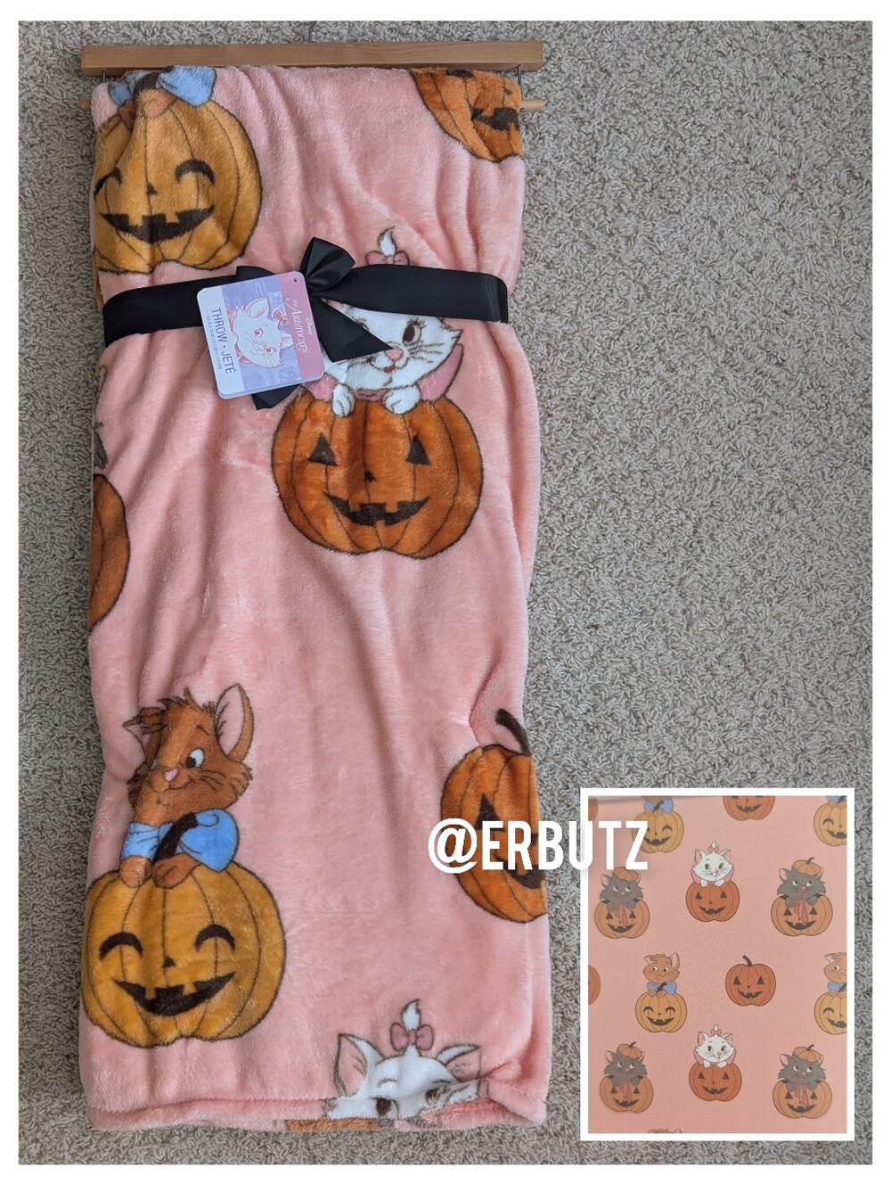 Disney The Aristocats Marie, Toulouse & Berlioz Oversized Plush Throw Blanket 🎃